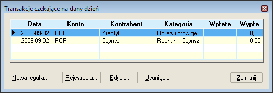 [Ekran: Transakcje czekające na dany dzień]